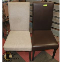 PAIR OF MISMATCHED CHAIRS - ONE LEATHERETTE,