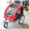 Image 1 : RED & BLACK DOG STROLLER WITH BIKE ADAPTER.