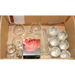 LOT OF 4 WINE GLASSES, GLASS PITCHER, 2 CRYSTAL