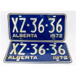 MATCHING PAIR ALBERTA 1972 COMMERCIAL LICENSE