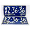 Image 1 : MATCHING PAIR ALBERTA 1972 COMMERCIAL LICENSE