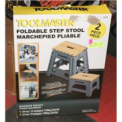 NEW TOOLMASTER, 2 FOLDABLE STEP STOOLS