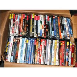 BOX OF 120+ ASSORTED DVDS.