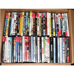 BOX OF 120+ ASSORTED DVDS.