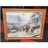 Image 1 : PICTURE  PACK OF WOLVES WITH OAK FRAME 23 X 19.5