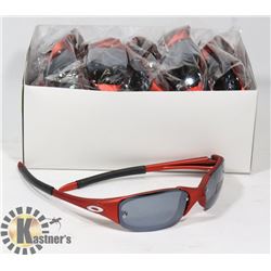 BOX OF RED OAKLEY STYLED SUNGLASSES