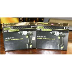 CASE OF 2 POWER-IT 9.6 VOLT DRILL KITS