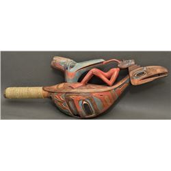 DECORATIVE CARVED WOODEN RATTLE