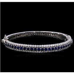 3.40 ctw Sapphire and Diamond Bracelet - 14KT White Gold