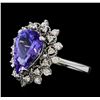 3.44 ctw Tanzanite and Diamond Ring - 14KT White Gold