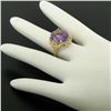 Image 5 : 14k Solid Yellow Gold Rope Frame Large 6.71 ctw Oval Step Amethyst Solitaire Rin