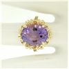 Image 6 : 14k Solid Yellow Gold Rope Frame Large 6.71 ctw Oval Step Amethyst Solitaire Rin