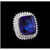 14KT White Gold GIA Certified 43.23 ctw Tanzanite and Diamond Ring