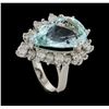Image 4 : 9.17 ctw Aquamarine and Diamond Ring - 14KT White Gold