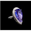 Image 1 : 18.42 ctw Tanzanite and Diamond Ring - 14KT White Gold