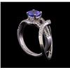 Image 3 : 1.27 ctw Tanzanite and Diamond Ring Set - 14KT White Gold