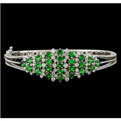 3.68 ctw Tsavorite and Diamond Bracelet - 14KT White Gold