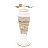 Image 1 : Opal Series Footed Vessel with Avian Finial by GartnerBlade Glass