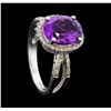 Image 4 : 3.25 ctw Amethyst and Diamond Ring - 14KT White Gold