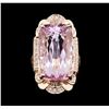 Image 2 : 31.26 ctw Kunzite and Diamond Ring - 14KT Rose Gold