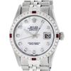 Image 1 : Rolex Mens Stainless Steel MOP Diamond & Ruby 36MM Datejust Wristwatch