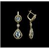 Image 2 : 3.65 ctw Blue Topaz and Diamond Earrings - 18KT Yellow Gold