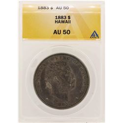 1883 $1 Kingdom of Hawaii Dollar Coin ANACS AU50