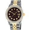 Image 2 : Rolex Mens 2 Tone Maroon VS 3 ctw Channel Set Diamond Datejust Wristwatch