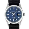 Image 1 : Rolex Mens Stainless Steel Blue Diamond 36MM Datejust Wristwatch With Nylon Stra