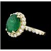 Image 1 : 3.42 ctw Emerald and Diamond Ring - 14KT Yellow Gold