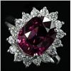 Image 1 : 4.16 ctw Pink Rhodolite and Diamond Ring - 14KT White Gold