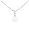 Image 2 : Pearl and Diamond Pendant with Chain - 18KT White Gold