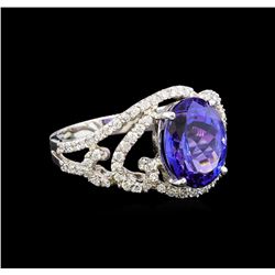 14KT White Gold 4.55 ctw Tanzanite and Diamond Ring