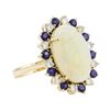Image 1 : 4.80 ctw Opal, Sapphire, and Diamond Ring - 14KT Yellow Gold