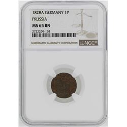 1828-A Germany-Prussia Friedrich Wilhelm II Pfenning NGC MS65BN