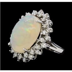 12.57 ctw Opal and Diamond Ring - 14KT White Gold