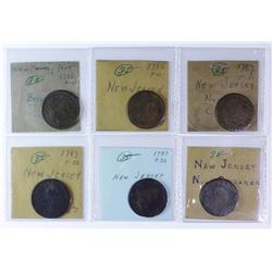 1786-1787 New Jersey, 6 pieces