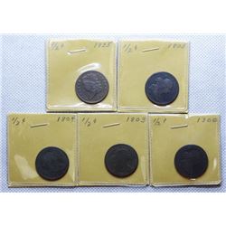 1800-1825 Half Cents, 5 pieces