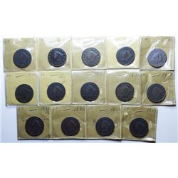 1820-1828 Large Cents, 14 pieces