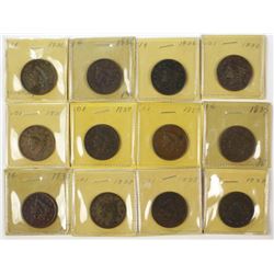 1836-1838 Large Cents, 12 pieces