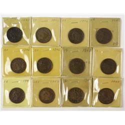 1845-1847 Large Cents, 12 pieces