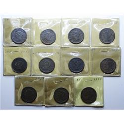 1851-1854 Large Cents, 11 pieces