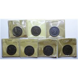 1852-1857 Large Cents, 7 pieces
