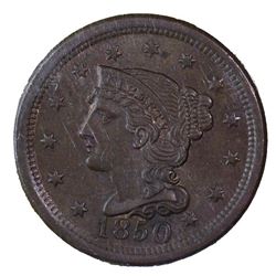 1850 Coronet Head 1C Unc
