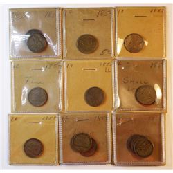 1857-1858 Flying Eagle Cents, 14 pieces