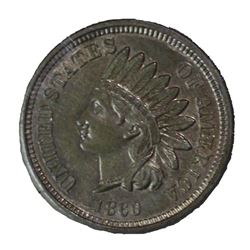 1860 Indian Head 1C. Pointed Bust Unc