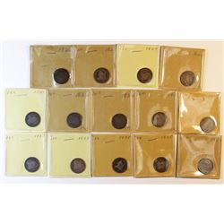 1820-1837 Bust Dimes, 14 pieces