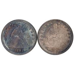 1853-1891 Seated Liberty Quarters, intriguing group of 15