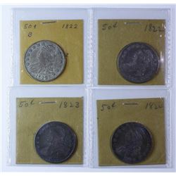 1822-1824 Bust Half Dollars, 4 pieces