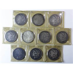 1885-1890 Morgan Dollars, 10 pieces